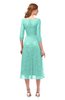 ColsBM Lauryn Mint Green Bridesmaid Dresses A-line Lace Cute Tea Length Sabrina Three-fourths Length Sleeve