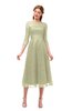 ColsBM Lauryn Pale Olive Bridesmaid Dresses A-line Lace Cute Tea Length Sabrina Three-fourths Length Sleeve