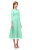 ColsBM Lauryn Pastel Green Bridesmaid Dresses A-line Lace Cute Tea Length Sabrina Three-fourths Length Sleeve