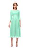 ColsBM Lauryn Pastel Green Bridesmaid Dresses A-line Lace Cute Tea Length Sabrina Three-fourths Length Sleeve