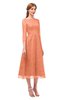 ColsBM Lauryn Peach Bridesmaid Dresses A-line Lace Cute Tea Length Sabrina Three-fourths Length Sleeve