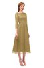 ColsBM Lauryn Prairie Sand Bridesmaid Dresses A-line Lace Cute Tea Length Sabrina Three-fourths Length Sleeve