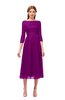 ColsBM Lauryn Purple Wine Bridesmaid Dresses A-line Lace Cute Tea Length Sabrina Three-fourths Length Sleeve