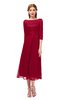 ColsBM Lauryn Salsa Bridesmaid Dresses A-line Lace Cute Tea Length Sabrina Three-fourths Length Sleeve