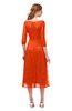 ColsBM Lauryn Spicy Orange Bridesmaid Dresses A-line Lace Cute Tea Length Sabrina Three-fourths Length Sleeve