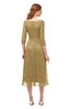 ColsBM Lauryn Venetian Gold Bridesmaid Dresses A-line Lace Cute Tea Length Sabrina Three-fourths Length Sleeve