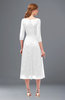 ColsBM Lauryn White Bridesmaid Dresses A-line Lace Cute Tea Length Sabrina Three-fourths Length Sleeve