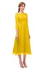 ColsBM Lauryn Yellow Bridesmaid Dresses A-line Lace Cute Tea Length Sabrina Three-fourths Length Sleeve