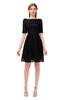 ColsBM Devyn Black Bridesmaid Dresses A-line Classic Half Length Sleeve Mini Boat Half Backless