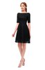 ColsBM Devyn Black Bridesmaid Dresses A-line Classic Half Length Sleeve Mini Boat Half Backless