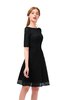 ColsBM Devyn Black Bridesmaid Dresses A-line Classic Half Length Sleeve Mini Boat Half Backless