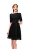 ColsBM Devyn Black Bridesmaid Dresses A-line Classic Half Length Sleeve Mini Boat Half Backless