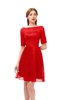 ColsBM Devyn Fiery Red Bridesmaid Dresses A-line Classic Half Length Sleeve Mini Boat Half Backless