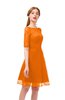 ColsBM Devyn Orange Bridesmaid Dresses A-line Classic Half Length Sleeve Mini Boat Half Backless
