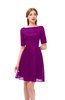 ColsBM Devyn Purple Wine Bridesmaid Dresses A-line Classic Half Length Sleeve Mini Boat Half Backless