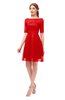 ColsBM Devyn Red Bridesmaid Dresses A-line Classic Half Length Sleeve Mini Boat Half Backless
