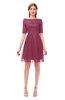 ColsBM Devyn Rose Wine Bridesmaid Dresses A-line Classic Half Length Sleeve Mini Boat Half Backless