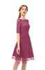 ColsBM Devyn Rose Wine Bridesmaid Dresses A-line Classic Half Length Sleeve Mini Boat Half Backless