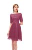 ColsBM Devyn Rose Wine Bridesmaid Dresses A-line Classic Half Length Sleeve Mini Boat Half Backless