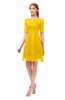 ColsBM Devyn Yellow Bridesmaid Dresses A-line Classic Half Length Sleeve Mini Boat Half Backless