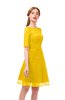 ColsBM Devyn Yellow Bridesmaid Dresses A-line Classic Half Length Sleeve Mini Boat Half Backless