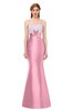 ColsBM Greer Begonia Pink Bridesmaid Dresses Trumpet Zip up Modern Court Train Spaghetti Sash