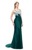 ColsBM Greer Blue Green Bridesmaid Dresses Trumpet Zip up Modern Court Train Spaghetti Sash