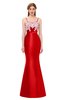 ColsBM Greer Fiery Red Bridesmaid Dresses Trumpet Zip up Modern Court Train Spaghetti Sash