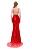 ColsBM Greer Fiery Red Bridesmaid Dresses Trumpet Zip up Modern Court Train Spaghetti Sash