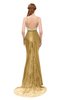 ColsBM Greer Gold Bridesmaid Dresses Trumpet Zip up Modern Court Train Spaghetti Sash