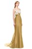 ColsBM Greer Gold Bridesmaid Dresses Trumpet Zip up Modern Court Train Spaghetti Sash