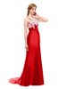 ColsBM Greer Red Bridesmaid Dresses Trumpet Zip up Modern Court Train Spaghetti Sash