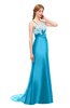ColsBM Greer Turquoise Bridesmaid Dresses Trumpet Zip up Modern Court Train Spaghetti Sash