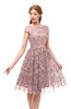ColsBM Arlie Blush Pink Bridesmaid Dresses Lace Classic Zipper Knee Length A-line Short Sleeve