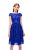 ColsBM Arlie Electric Blue Bridesmaid Dresses Lace Classic Zipper Knee Length A-line Short Sleeve