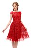ColsBM Arlie Fiery Red Bridesmaid Dresses Lace Classic Zipper Knee Length A-line Short Sleeve