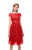 ColsBM Arlie Fiery Red Bridesmaid Dresses Lace Classic Zipper Knee Length A-line Short Sleeve