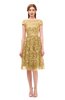 ColsBM Arlie Gold Bridesmaid Dresses Lace Classic Zipper Knee Length A-line Short Sleeve