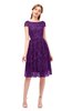 ColsBM Arlie Magic Purple Bridesmaid Dresses Lace Classic Zipper Knee Length A-line Short Sleeve