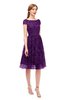 ColsBM Arlie Magic Purple Bridesmaid Dresses Lace Classic Zipper Knee Length A-line Short Sleeve