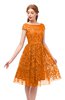 ColsBM Arlie Orange Bridesmaid Dresses Lace Classic Zipper Knee Length A-line Short Sleeve