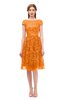 ColsBM Arlie Orange Bridesmaid Dresses Lace Classic Zipper Knee Length A-line Short Sleeve