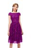 ColsBM Arlie Purple Wine Bridesmaid Dresses Lace Classic Zipper Knee Length A-line Short Sleeve