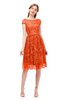 ColsBM Arlie Spicy Orange Bridesmaid Dresses Lace Classic Zipper Knee Length A-line Short Sleeve