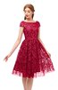 ColsBM Arlie Tango Red Bridesmaid Dresses Lace Classic Zipper Knee Length A-line Short Sleeve