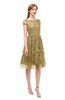 ColsBM Arlie Venetian Gold Bridesmaid Dresses Lace Classic Zipper Knee Length A-line Short Sleeve