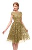 ColsBM Arlie Venetian Gold Bridesmaid Dresses Lace Classic Zipper Knee Length A-line Short Sleeve