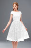 ColsBM Arlie White Bridesmaid Dresses Lace Classic Zipper Knee Length A-line Short Sleeve
