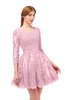 ColsBM Cass Baby Pink Bridesmaid Dresses Zipper Three-fourths Length Sleeve Baby Doll Cute Mini Lace