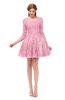 ColsBM Cass Begonia Pink Bridesmaid Dresses Zipper Three-fourths Length Sleeve Baby Doll Cute Mini Lace